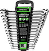 SWANLAKE GARDEN TOOLS 15-Piece Metric Spanner Sets, V Notch Premium Combination Spanner Set Metric 8-22mm, Max Torque, 12-Point, Chrome Vanadium