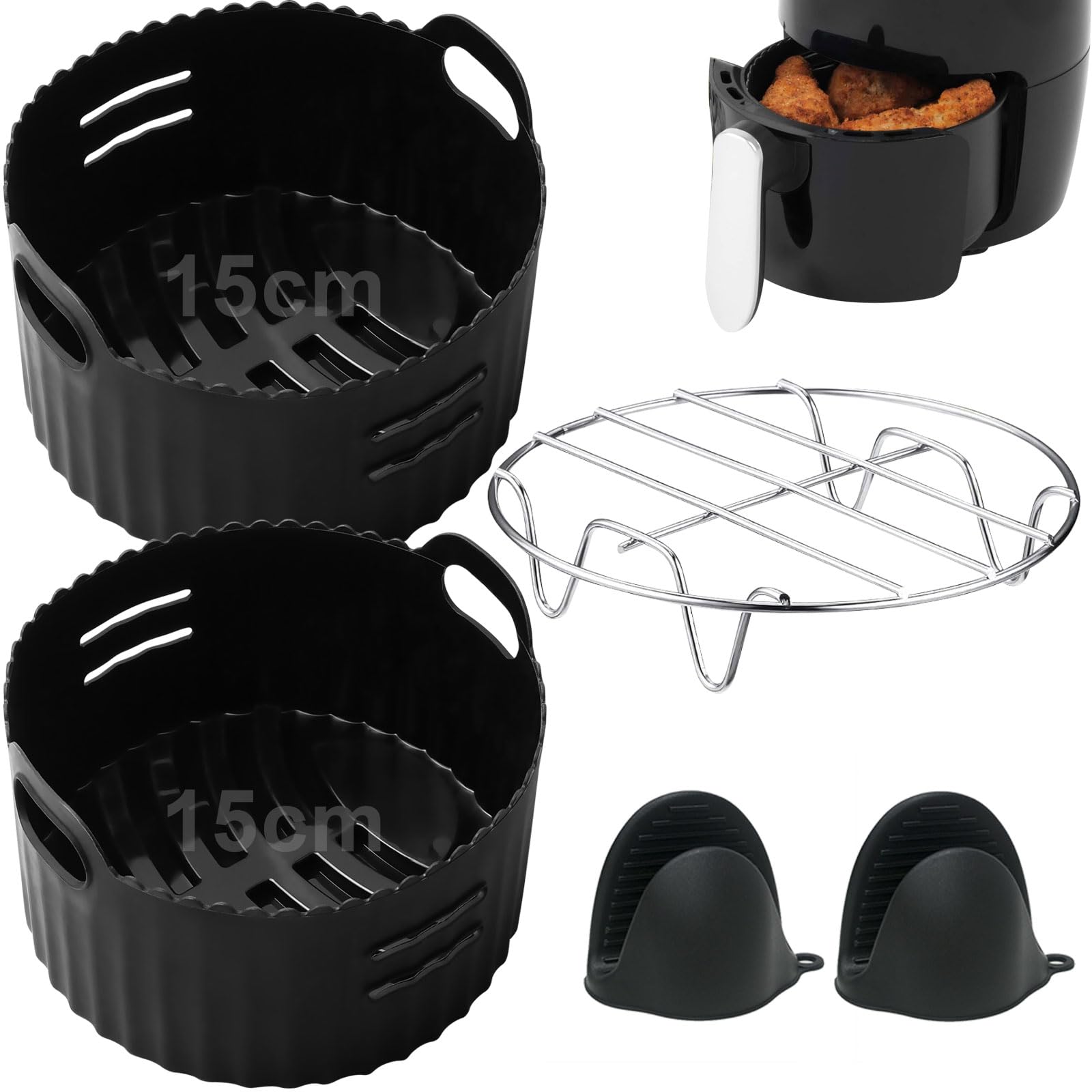 Moleath 4Pcs Silicone Liners Set for 2L Air Fryers COSORI Salter Tower Belaco & Daewoo, 2Liter Reusable Replacement Accessories, Baking Kitchen