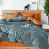FANSU King Duvet Set Double Sided Bedding Set 4 Pcs With Pillow Cases,Orange&Grey Bedding sets with Zipper Closure,Ultra Soft Anti Allergic Easy Care
