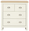 GFW Lancaster Wooden 4 Drawer Chest With Steel Cup Handle & 37.7 Litre Drawers, Modern Bedroom Furniture Chest Of Drawers Storage Unit, Contrast Oak