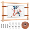 Elyyapt Embroidery Frame Adjustable Wooden Cross Stitch Frame Needlepoint Embroidery Tapestry Scroll Frames Needlepoint Stretcher Frames Square Punch