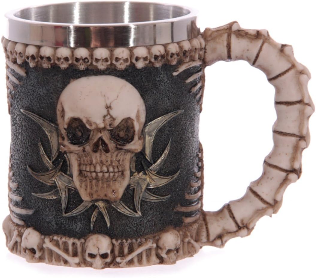 Resin and Steel Skull Beer Mug