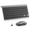 Mini Wireless Keyboard and Mouse, PINKCAT 2.4G Ultra-Thin Keyboard and Ergonomic Silent Mouse Set with 12 Multimedia Shortcuts for Computer, PC,
