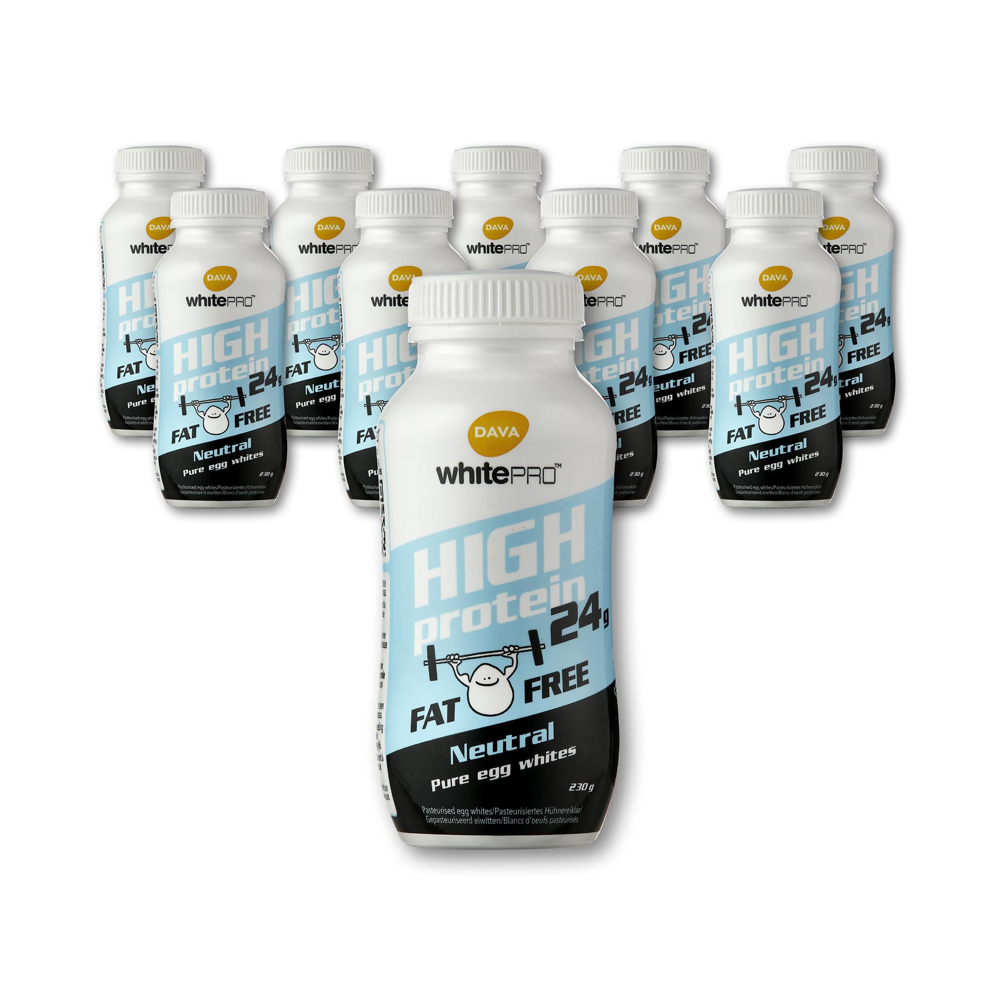 DAVA whitePRO? Liquid Egg White 10 x 220 ml Bottles - 24 g Pure Protein Per Bottle