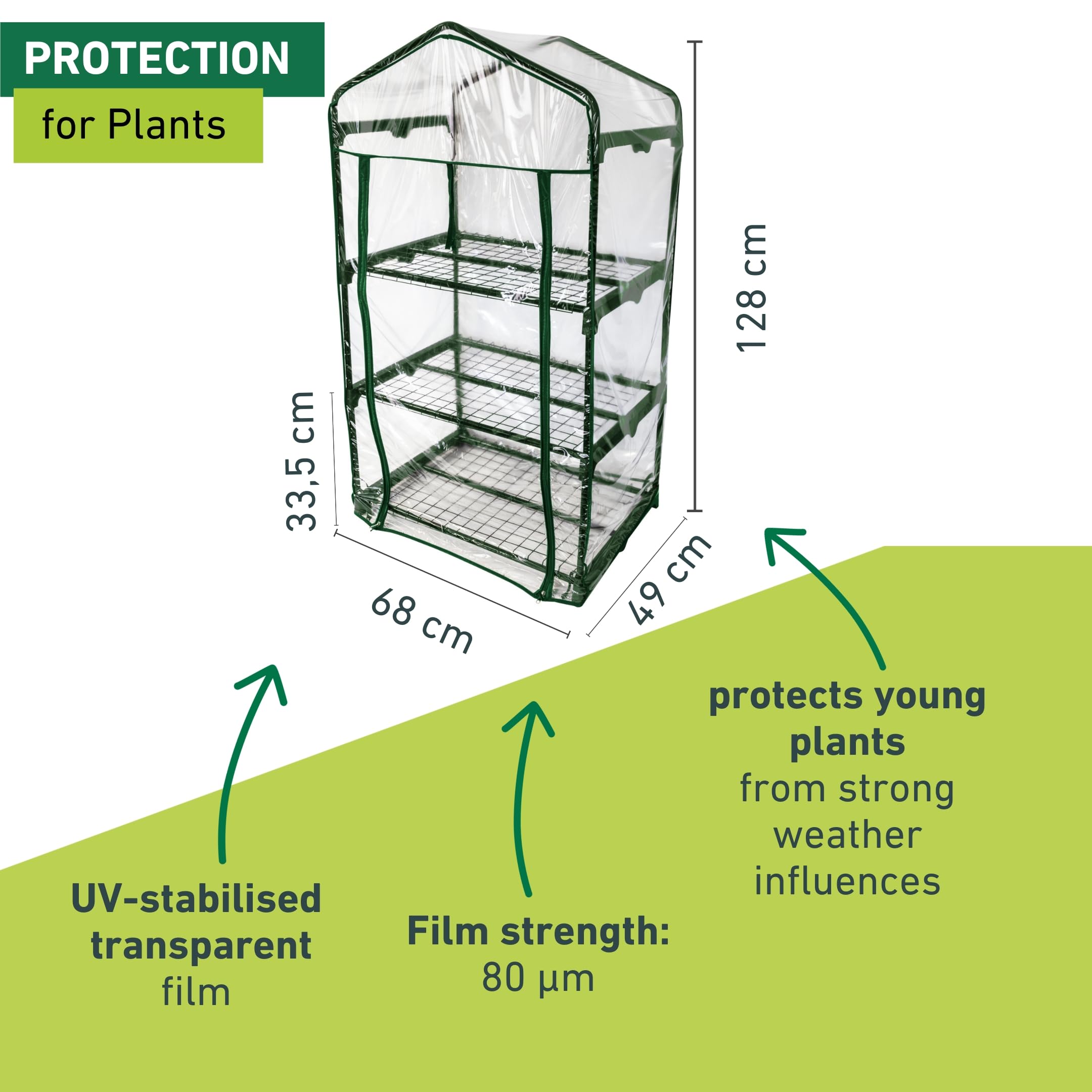 Windhager Balcony Cold Frame Foil Greenhouse for Herbs, Tomatoes etc. 68 x 49 x 128 cm