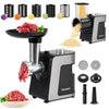Parmedu Electric Cheese Grater & Meat Grinder: Electric Vegetable Cutter Electric Slicer Shredder Salad Maker - Professional Meat Mincer with 2