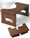 AkoaDa Wooden Toilet Stool, Footstool with Anti-slip Pads, Space Saving Folding, 35? Durable C Shaped Stool (Brown)