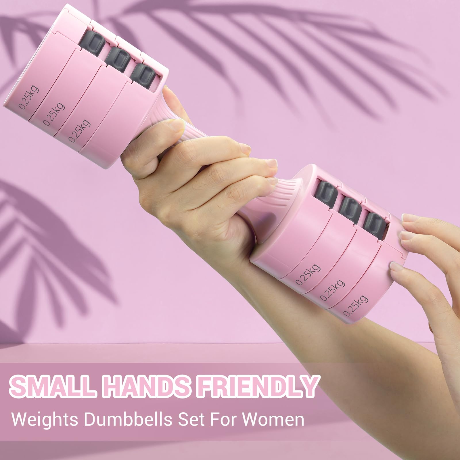Sportneer Adjustable Dumbbells Set: Each 1kg/1.5kg/2kg/2.5kg (2kg-5kg per Pair), 4-in-1 Dumbbells Set Women, Weights for Women, Adjustable Dumbbell