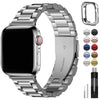 Fullmosa Compatible with Apple Watch Straps 44mm 46mm 45mm 42mm 49mm, Metal Stainless Steel Replacement Bands for iWatch Ultra SE 3/2/1/Series