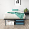 Zinus Caleb Single Bed frame - Bed 90x190 cm - 36cm Height - Metal bed frame with Underbed storage and steel slat support - Foldable bed - Black