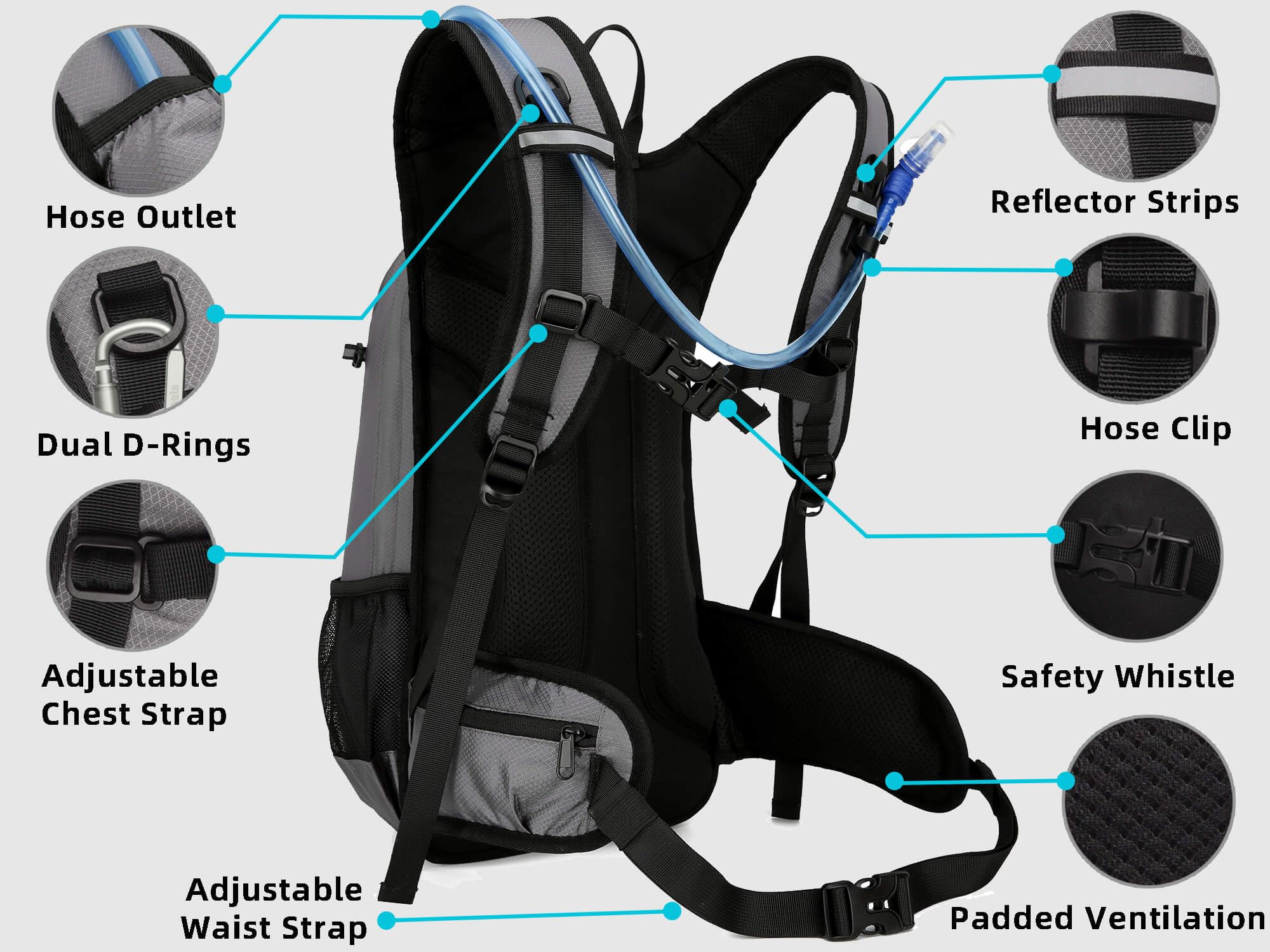 Arvano Hydration Backpack Cycling Backpack with Hydration Bladder, 18L Water Rucksack Insulated Compartment for Skiing, Hiking, Mountain Biking for