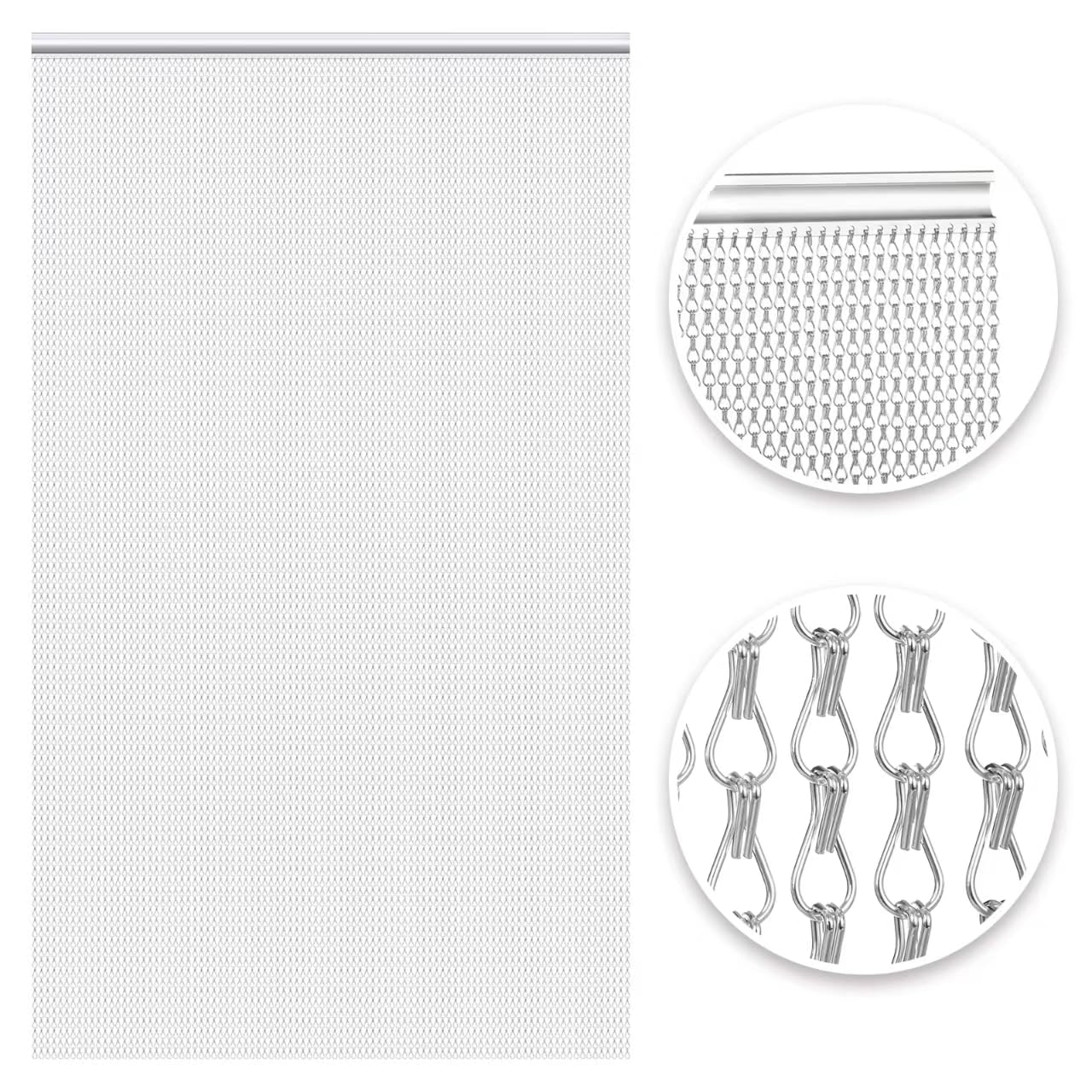 VerRich Silver Chain Curtain Door Fly Screens 80 x 200cm Aluminium Insect Screen for doorways