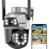 GENBOLT WiFi Security Camera Outdoor with PoE, Dual Lens Home Surveillance IP Camera CCTV with Color Night, Auto Tracking Human Detection Pan Tilt
