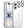 JETech 5 in 1 Case for iPhone 17 6.3-Inch with 2 Pack Each Tempered Glass Screen Protectors and Camera Lens Protectors, Non-Yellowing Shockproof