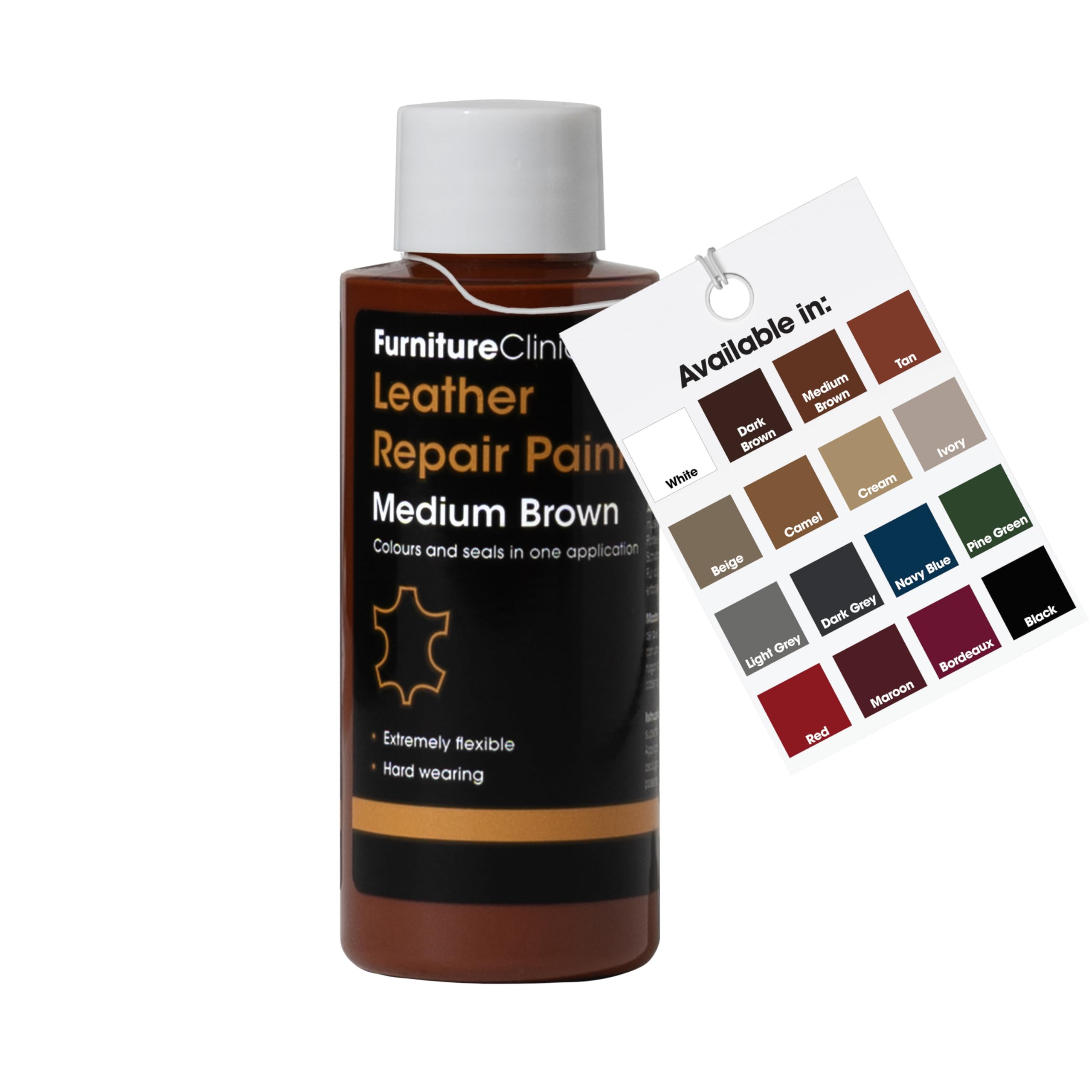 Furniture Clinic Leather Repair Paint & Dye | Self Seal Colourant for Quick and Easy Leather Repair | Suitable for Sofas, Car Seat, Shoes, Handbag,