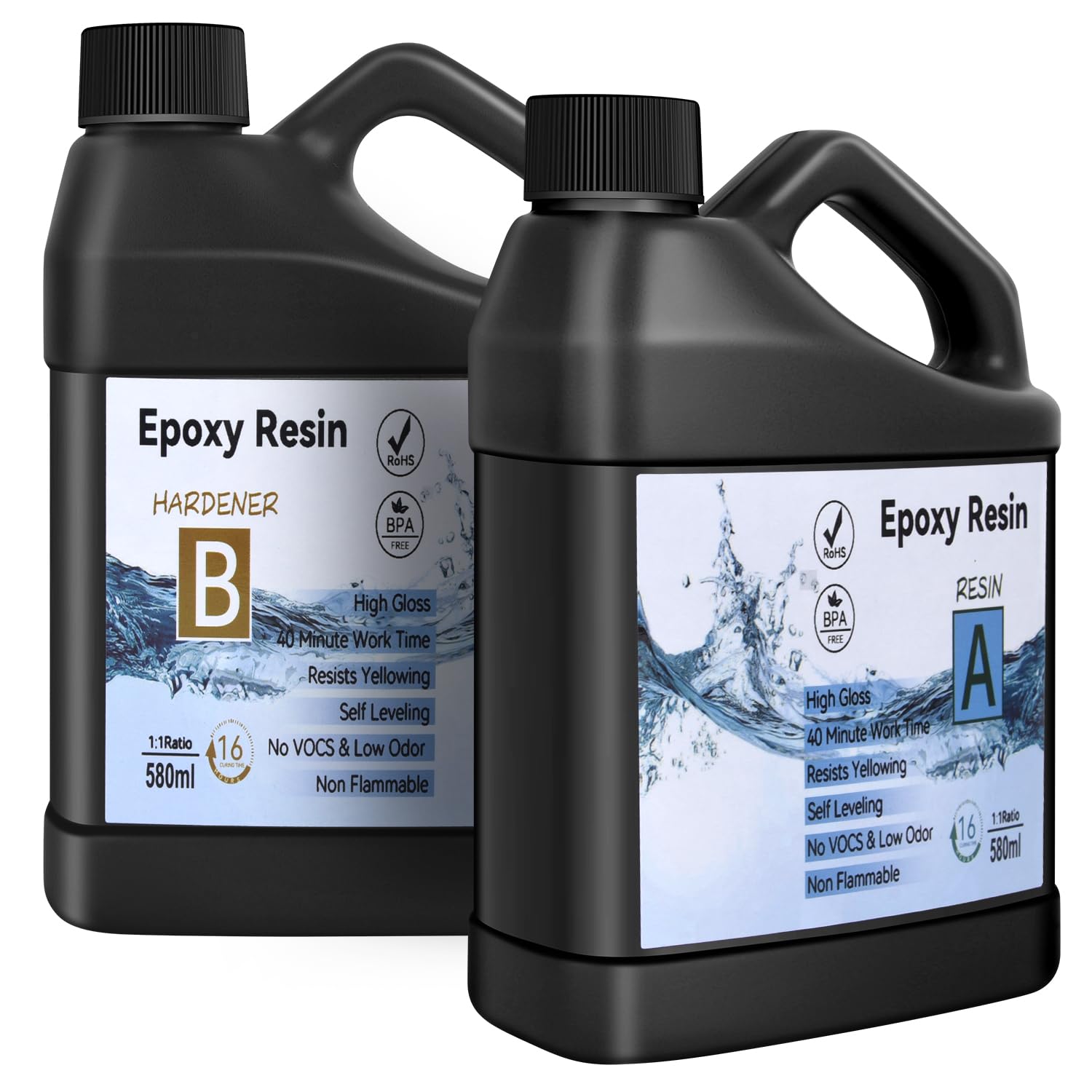 1160ml Epoxy Resin Kit - Crystal Clear Epoxy Resin and Hardener 1:1 Volume Ratio for Coasters, Mould Casting, Table Top, Jewellery Making, DIY Crafts