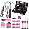 KASAFE 57-Piece Pink Tool Kit Basic Home Repair Tool Set, General Household Hand Tool Kit,Small Tool Kit with Plastic Toolbox Mini Tool kit for Women,