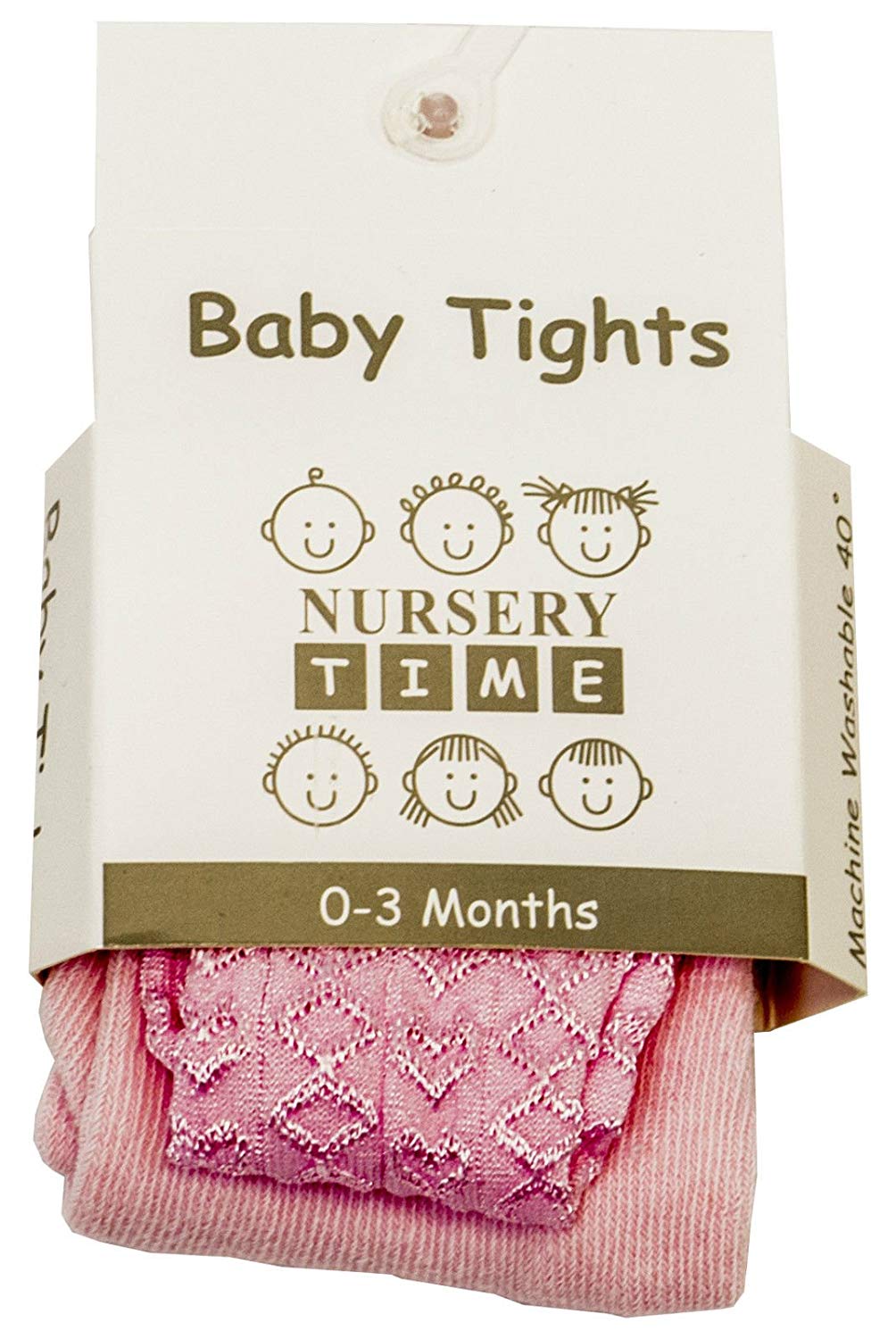 New Babies Baby Girls Nursery Time Newborn - 24 Months Hearts Everyday Tights (UK 3-6 Months 1050, Baby Pink)