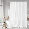 Seasonwood White Scalloped Fabric Shower Curtain 72 x 72 Inches, Aesthetic Shower Curtain Cute Pretty Shower Curtains