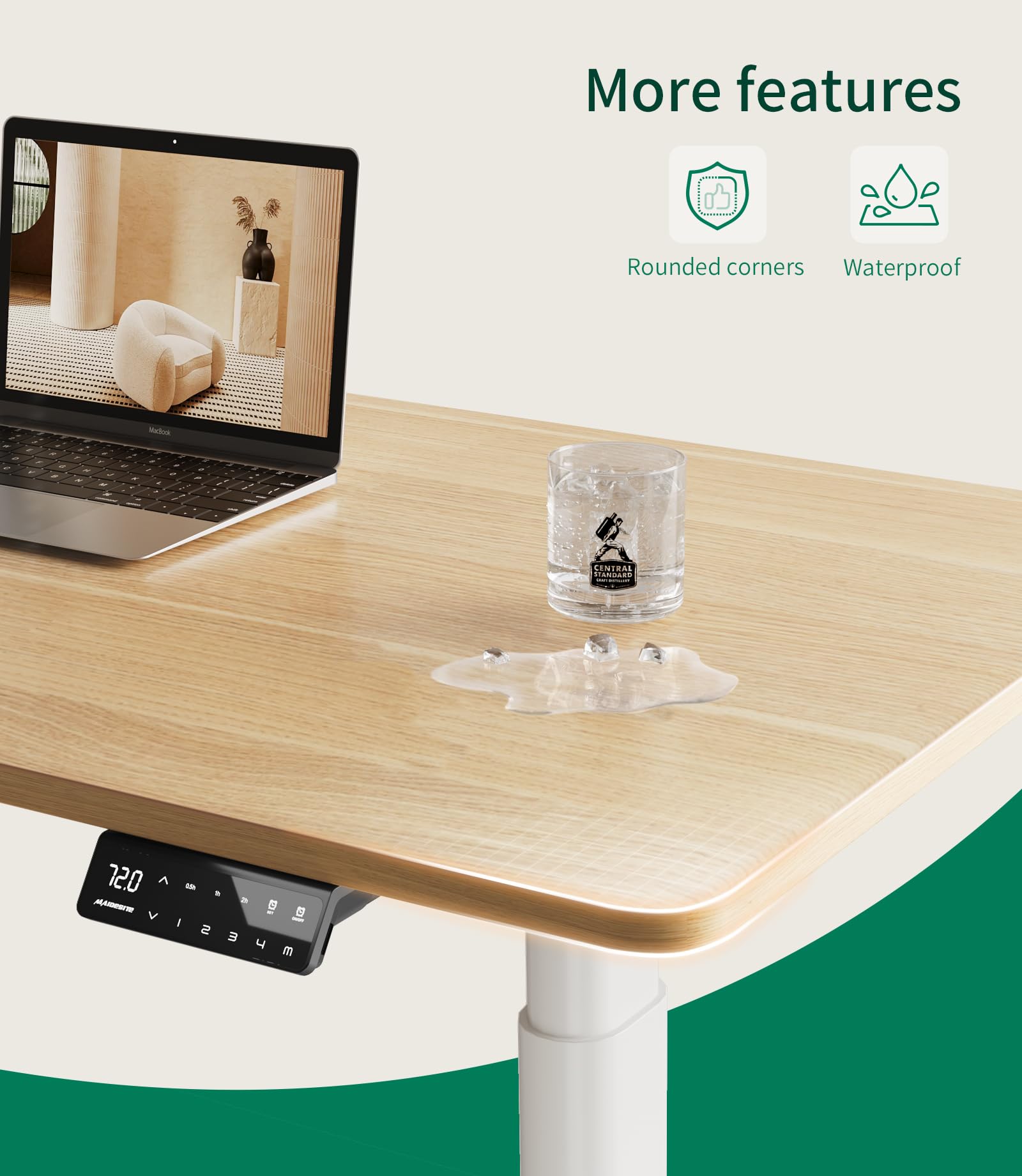 MAIDeSITe Table Top,Desktop for Height Adjustable Electric Standing Desk,120 * 60 * 2.5 cm