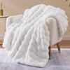 Faux Rabbit Fur Throw Blanket, Luxury Soft Warm Bubble Blanket for Bed, Couch, Sofa, White, 160 X 200 CM