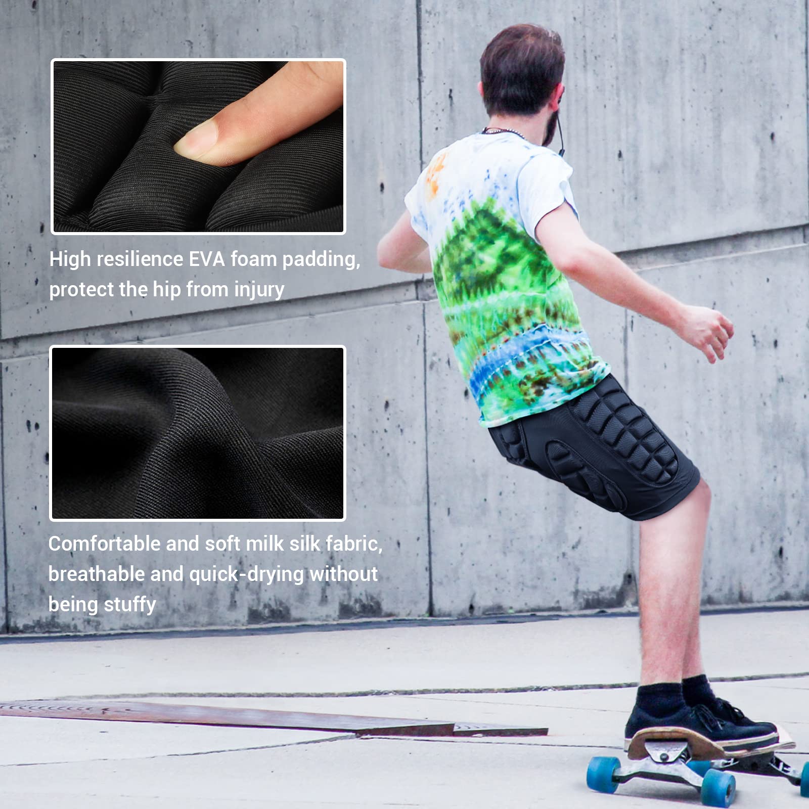 Cienfy 3D Hip Protection Eva Butt Pads Protective Padded Shorts Crash Pad Impact Gear for Skiing Skating Snowboarding Skateboarding (XXX-Large)