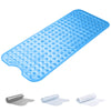 Oxford Homeware Shower Bath Mat Non Slip Anti Mould - Blue 100X40 cm Shower Mat for Bathtub and Bathroom with Drain Holes and Strong Suction Cups