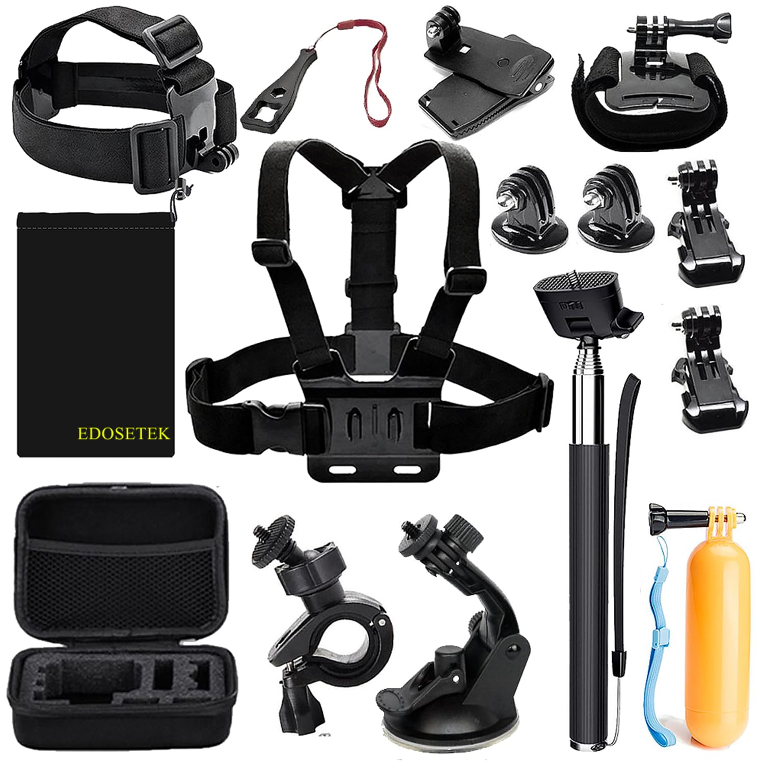 EDOSETEK Action Camera Accessory Kit, Action Camera Accessories for GoPro Hero 13 12 11 10 9, DJI OSMO 4 3 2, AKASO EK7000, WOLFANG, IDJI OSMO 4 3 2