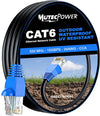 MutecPower 15m CAT6 Outdoor waterproof Direct Burial Ethernet Network Cable - UTP - CCA - 550 Mhz - Black 15 meter with Cable Ties