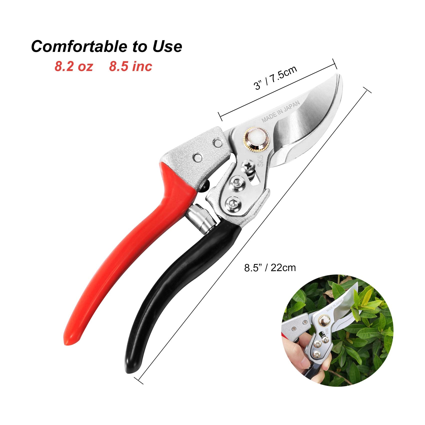 TONMA Secateurs [Made in Japan] 8 Inch Sturdy Garden Shears Pruning Scissors with Ergonomic Handle, Hand Pruners Trimmers for Plants, Flowers, Tree