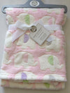 Beautiful Soft Baby Blanket With Elephants Pink/White 100 cm x 75 cm