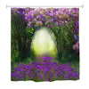 goodbath Garden Shower Curtain, Outdoor 3D Fantasy Forest Rose Anti Mould Waterproof Bath Curtains for Bathroom Bathtub, 180 x 180 cm