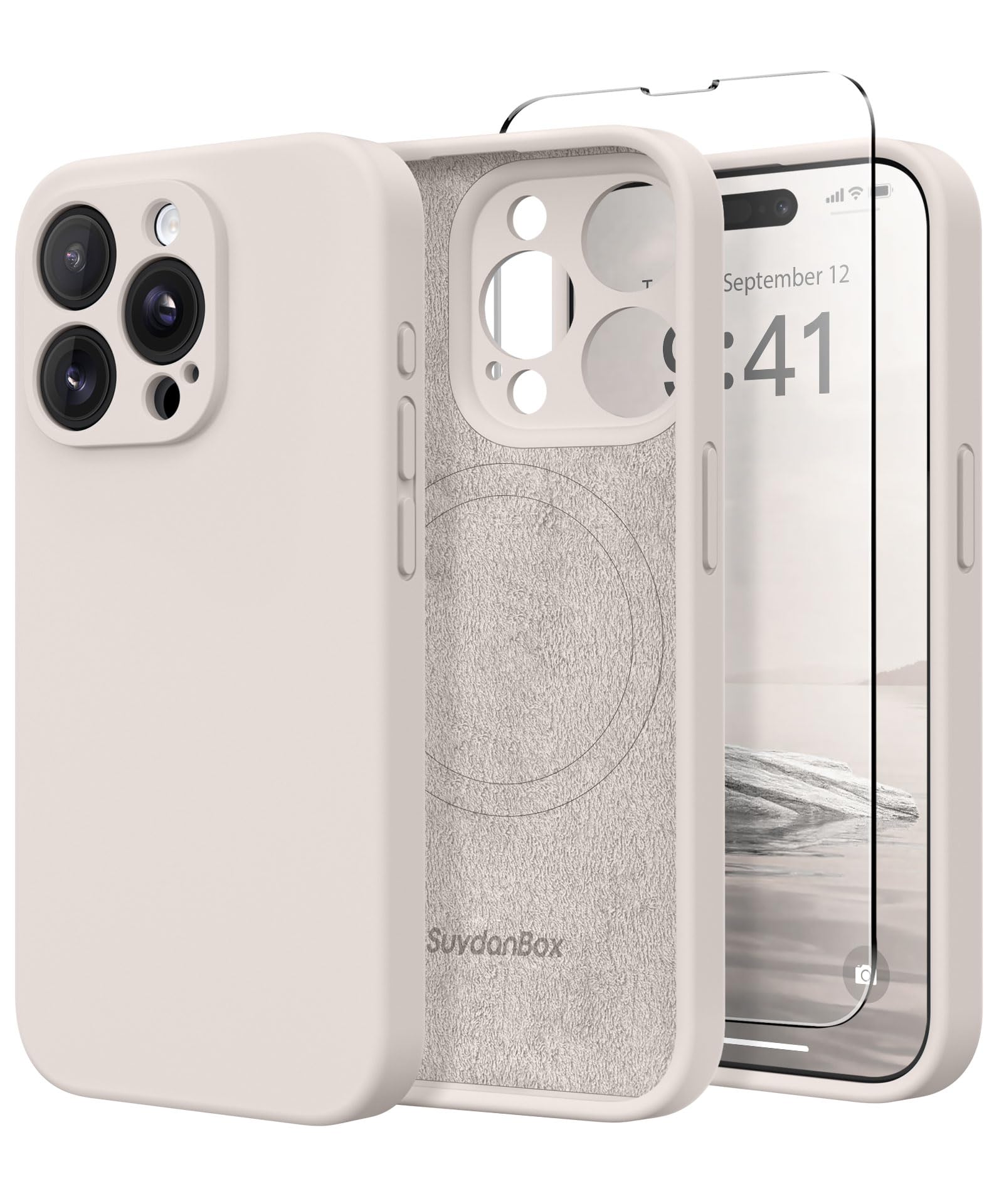 SuydanBox Magnetic for iPhone 14 Pro Max Case, Compatible with MagSafe, [Full Camera Protection][Screen Protector] Silicone Shockproof Protective