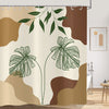 Hnmdmyi Boho Shower Curtain 180x180, Abstract Green Tropical Leaves Plant Beige Bathroom Curtains Mid Century Modern Minimalistic Geometric Aesthetic