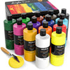 Nicpro 14 Colors Large Bulk Acrylic Paint Set (16.9 oz,500 ml) Rich Art Painting Supplies, Non Toxic for Multi Surface Canvas Wood Leather Fabric