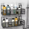 Cupboard Door Storage Baskets, Bathroom Caddy & Organiser. Black Mesh No Drill Shelf, Self-Adhesive Multi-Purpose Wall Mounted Organizer Super Strong