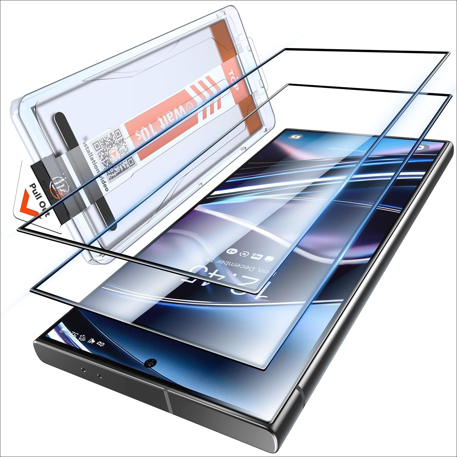 LK for Samsung S24 Ultra Screen Protector, 2 Pack HD Tempered Glass Screen Protector + 1 Dust Free Installation Tool, HD Screen, Anti- Scratch, Easy