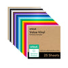 Cricut Value Vinyl | 25 Sheets | 30.5 cm x 30.5 cm (12" x 12") | Self Adhesive Permanent Vinyl for All Cricut Cutting Machines | Variety Pack