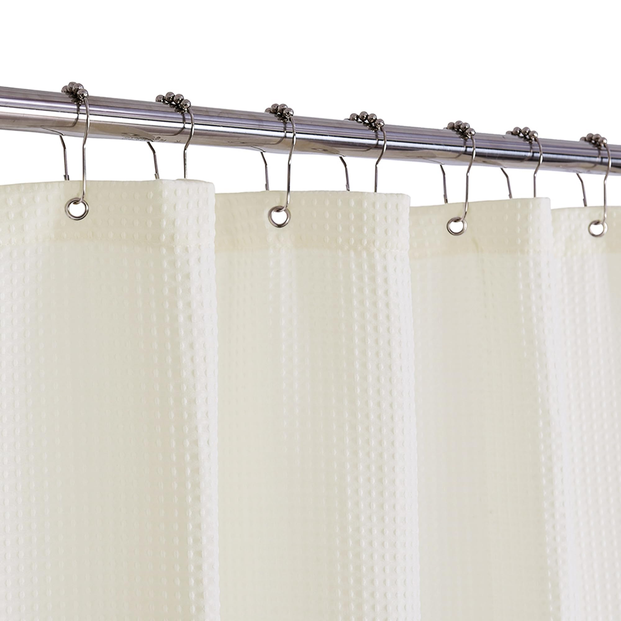 Barossa Design Extra Long Fabric Waffle Weave Shower Curtain 84 inch Height, Hotel Luxury Spa, Water Repellent, 230gsm Heavy Duty, Machine Washable,