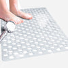 Venuso Square Shower Mats Non Slip Anti Mould, 43 x 75 cm Rubber Anti Slip Bath Mat with Drain Holes, Machine Washable, White