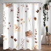 Lerores Shower Curtain, 180 x 170 cm, Brown Flower, Weighted Hem, Anti-Mould, Water-Repellent, Washable Polyester Bath Curtains with 12 Eyelets and