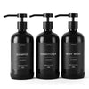 Janxin Shampoo and Conditioner Dispenser, Refillable 600ml Shampoo Bottles, Shower Dispenser with Waterproof Labels for the Bathroom (Black Bottles +