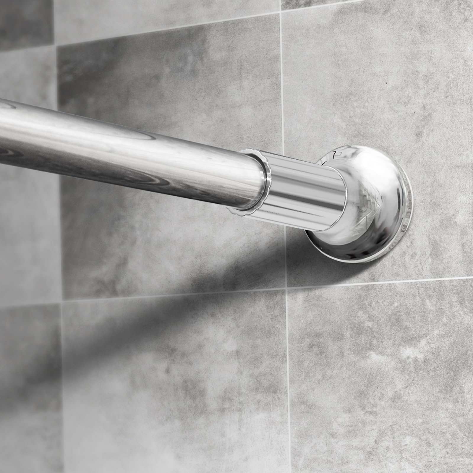 Dmore Shower Curtain Rail Stainless Steel 70-95cm No Drilling Extendable Telescopic Rod Can Be Adjusted By Rotating, Can Be Securely Held As Shower