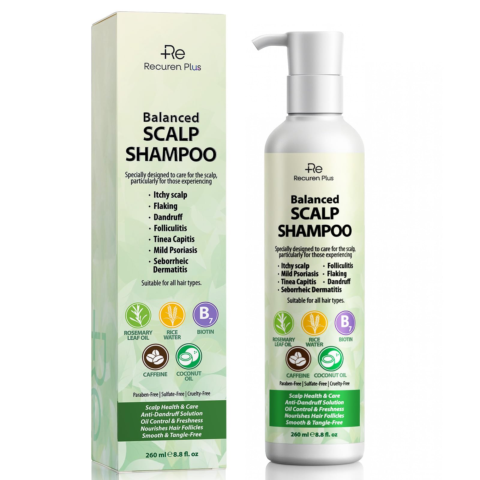Folliculitis Scalp Psoriasis Treatment Shampoo: Seborrheic Dermatitis, Dandruff & Itchy Scalp Relief with Salicylic Acid, Piroctone Olamine, Rosemary