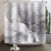 Kzzfqxb 178x183cm Shower Curtains with Plastic Hooks, Waterproof Occluded Grey Marble Texture Golden Curve Lines Flowing Smoke Art Pattern for Bath,