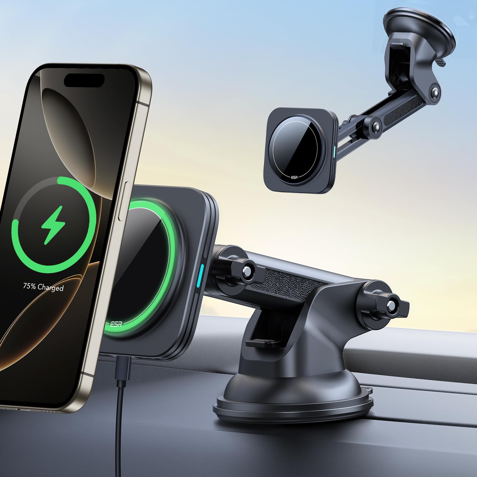 ESR for 15W MagSafe Car Mount Charger, Dashboard/Windshield Magsafe-Certified Magnetic Phone Holder Car Wireless Charger for iPhone Air 17 Pro Max 16
