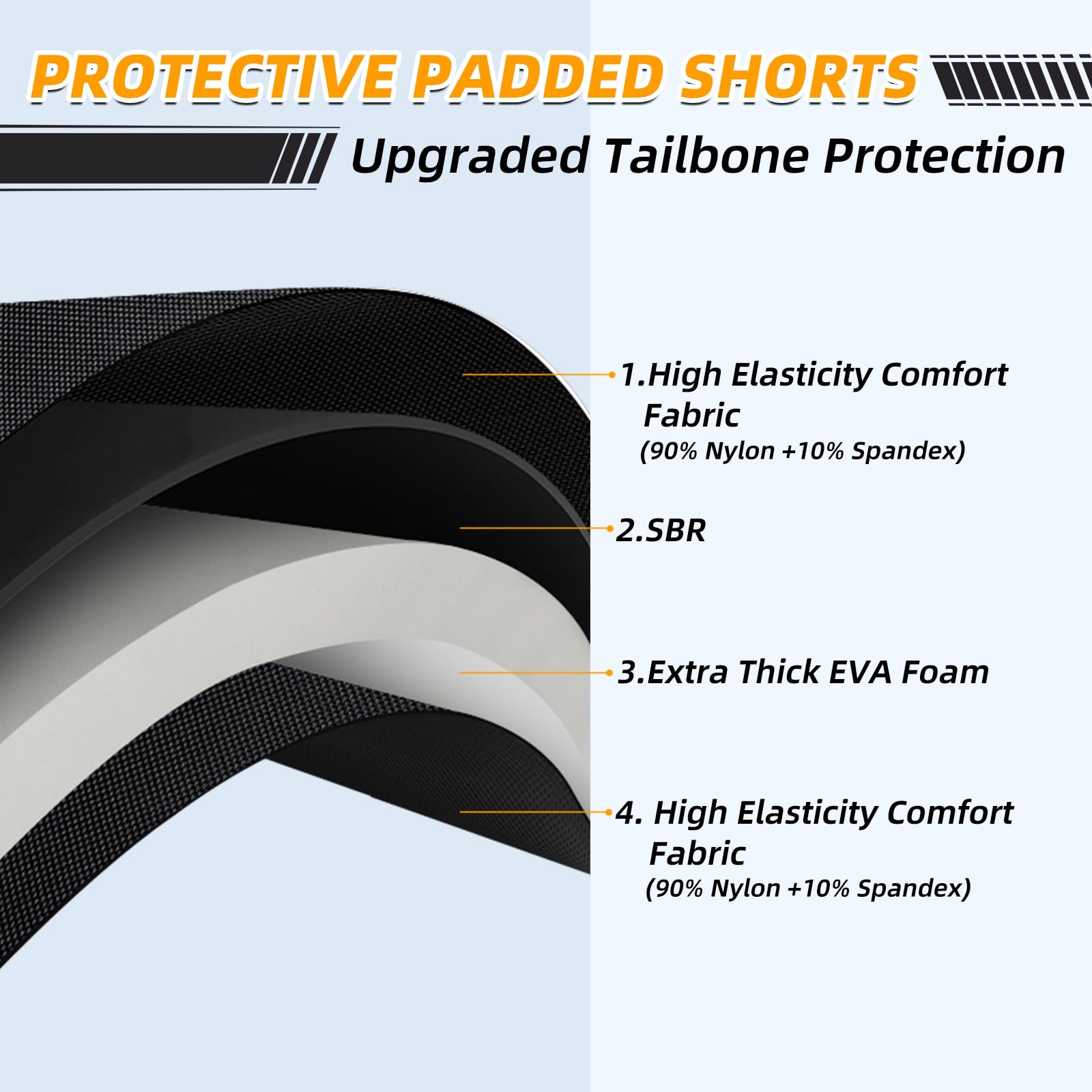 Cienfy 3D Hip Protective Padded Shorts EVA Tailbone Pad Impact Gear for Skiing Skating Snowboarding Skateboarding (Large)