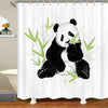 Loussiesd Panda Bathroom Shower Curtain Cartoon Giant Panda Waterproof Kids Boys Girls Cute Bamboo Shower Curtain with Hooks Chinese Bear Animal Decor