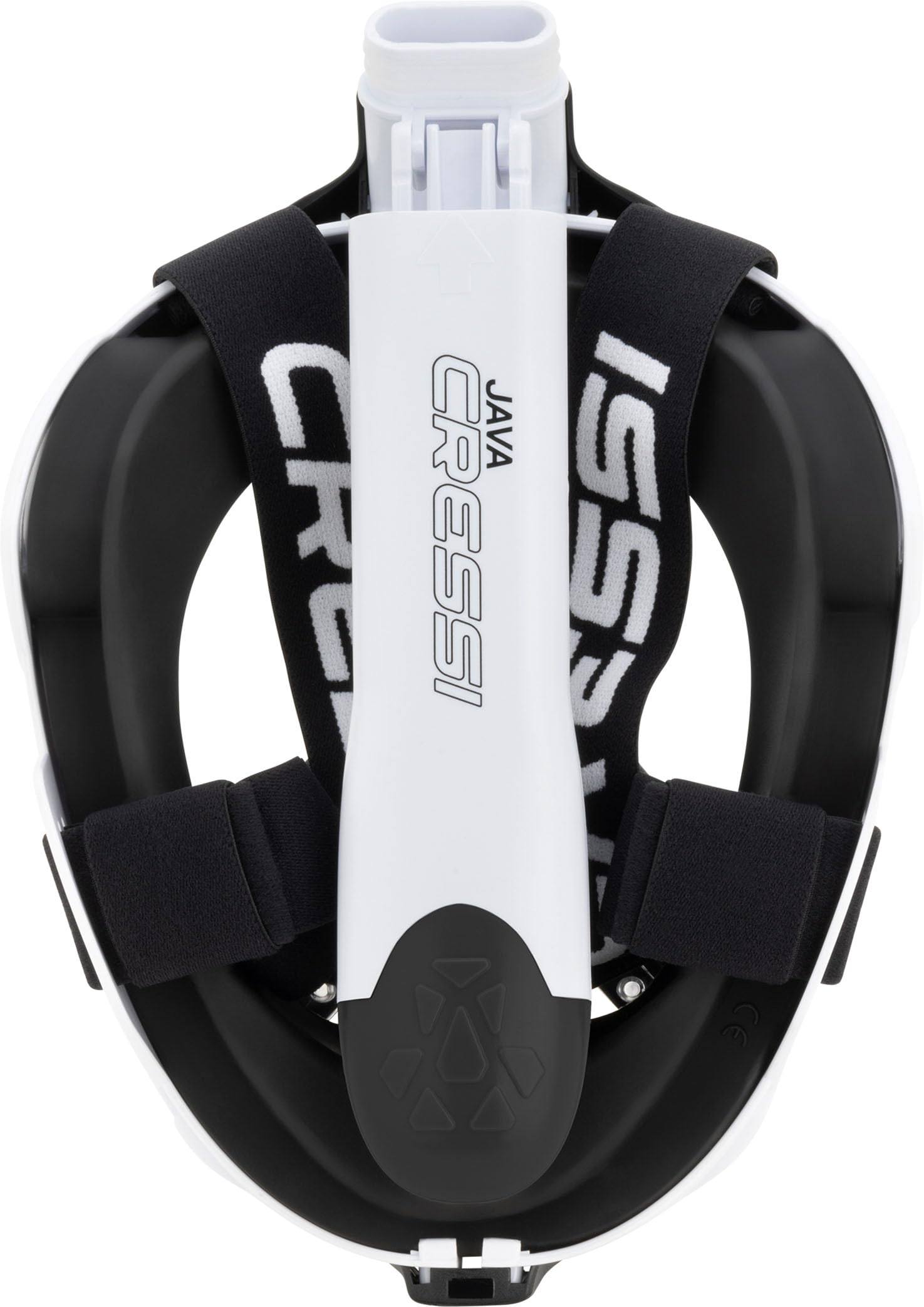 CRESSI Java Full Face Mask White/Black S/M-Unisex Full Face Snorkel Mask, Ultra Clear Anti Fog Lens, 100% Silicone, Snorkel Dry with Safety Valves,
