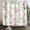 Kzzfqxb 183x213cm Floral Shower Curtains with Plastic Hooks, Bunches of Flowers Blooming Pink Roses with Green Leaves Waterproof Polyester Fabric for